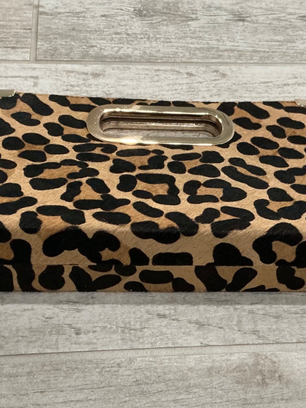 Leopard Print Handheld Clutch Bag - Brown/Black - Picture 12 of 14